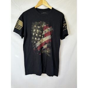 Grunt Style Shirt Mens AMERICAN FLAG Black  Rad Dad Short Sleeve Casual Men M